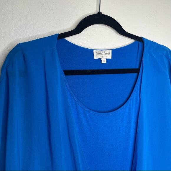 Y2K Joseph A  Blouse SZ 1X Cobalt  Blue Women's Drape 1980’s-90’s Boho - Picture 3 of 9